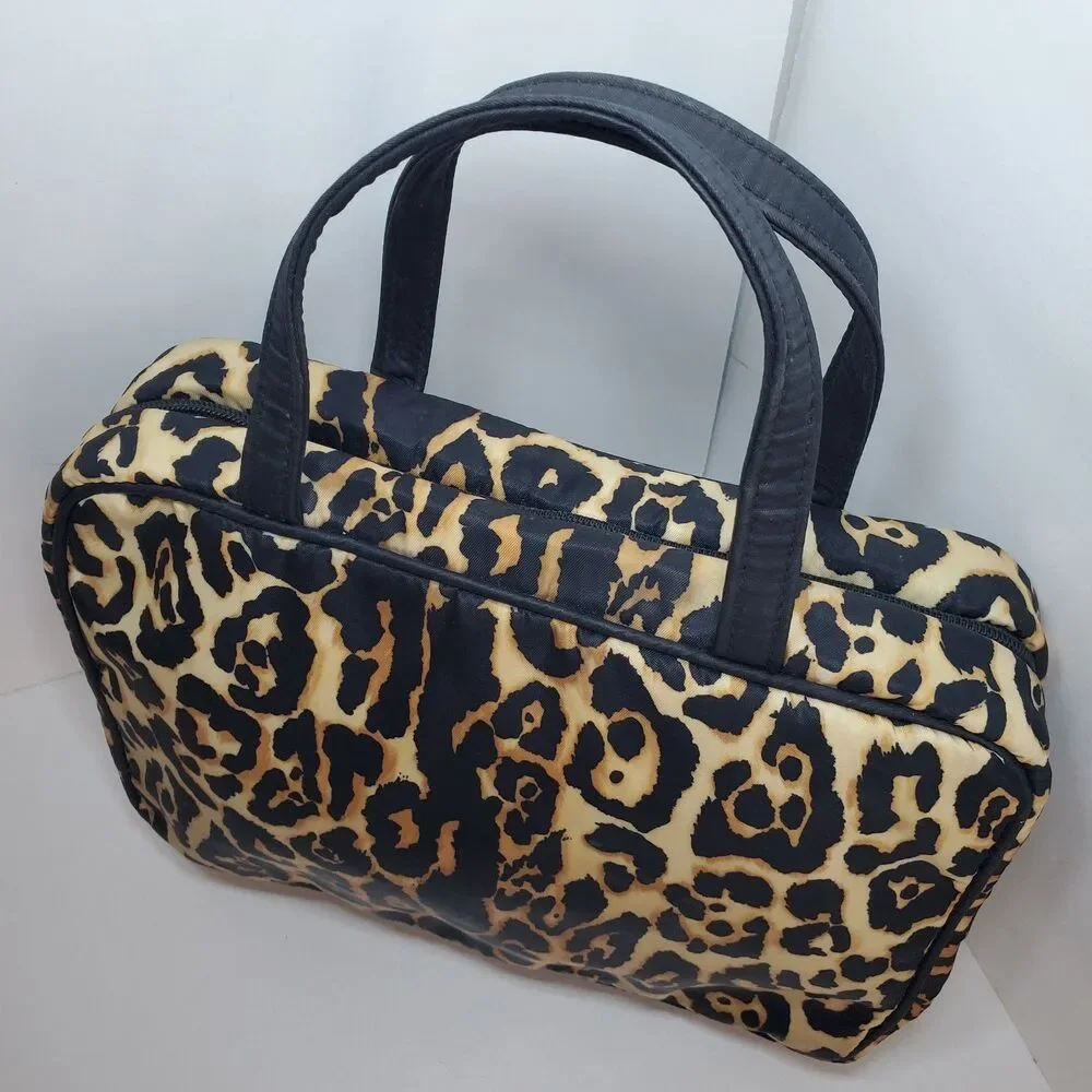Victoria's Secret Large Travel Toiletry Bag Make-up Bag Leopard Print 90s Y2K